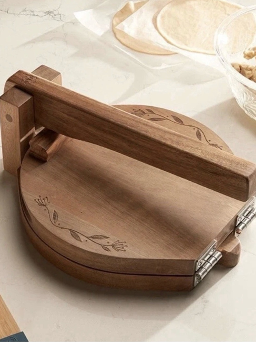 Princess House WILDFLOWER Wooden Tortilla Press 10120 New!